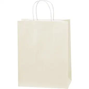 Tinted Paper Shopping Bags, 10" x 5" x 13", French Vanilla, 250/Case