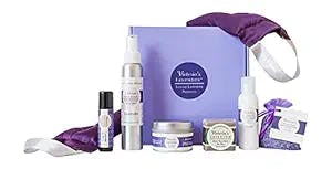 Victoria's Lavender Luxury Gift Basket for Women - Neck Wrap, Body Mist, Hand & Body Lotion, Lip Balm, Soy Candle, Mud Spa Bar & Lavender Sachet, Skin Care Sets & Kits, Beauty Products For Women