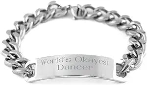 Inappropriate Dancer Gifts, World's Okayest Dancer, Birthday Cuban Chain Bracelet for Dancer, Gifts for Coworkers, Gift Ideas for Colleagues, for Coworkers, Secret Santa Gift Ideas