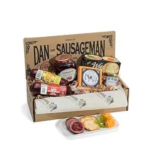 Dan the Sauasgeman’s Scandinavian Gourmet Gift Box -Featuring Lingonberry Sauce Preserves, Smoked Summer Sausages, Wisconsin Cheeses, Perfect for Cheese Spreads, Meats and Crackers