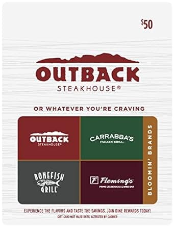 Get Ready to Drool: Outback Steakhouse Multibrand Restaurant Gift Card $50
