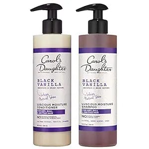 Carol’s Daughter Black Vanilla Curly Hair Sulfate Free Shampoo and Conditioner Set for Dry, Damaged Natural Hair, Moisturizing and Hydrating Hair Care Bundle - Made with Shea Butter, Aloe and Rosemary