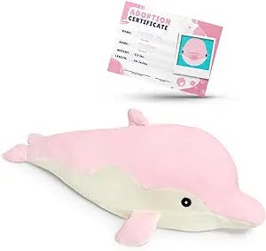 AYOKA Weighted Stuffed Animals 3.5 lbs, 20" Dolphin Cute Soft and Huggable Plush Stuffed Animals, Kawaii Weighted Stuffed Animal Sensory Toy Plushies for Girls, Boys, and Adults (Pink)