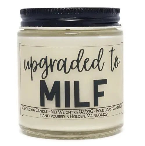 The Upgraded to MILF Soy Candle Gift for New Mom (Vanilla Cupcake, 3.5 oz):