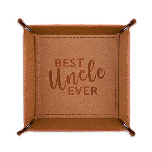 Best Uncle Ever Leather Valet Tray- Christmas Gifts for Uncle, Gifts for Uncle from Nephew Niece Sister, Uncle Unique Birthday Christmas Gifts, Thanksgiving Gift for Uncle, Best Uncle Gifts