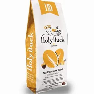 Holy Duck Coffee Blessed Beak Vanilla Hazelnut Blend flavored Ground Coffee Beans | 12 oz Medium/Light Roast 100% Arabica Low Acid Coffee | Gourmet Coffee Gifts & Beverages (Ground)
