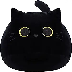 iBccly Black Cat Plush Toy Black Cat Pillow,Soft Plush Doll Cat Plushie Cat Pillow,Stuffed Animal Soft Plush Pillow Baby Plush Toys Cat Shape Design Sofa Pillow Decoration Doll