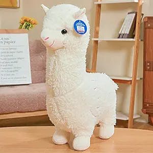 XIGUI 18" Alpaca Plush Toy, Llama Stuffed Animal Large Doll Plushie Hug Pillow Soft Fluffy Cushion Super Kawaii Gift for Birthday Girls and Lovers Washable (White)