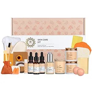 Facial Skin Care Set & Bath Spa Kit, Bath and Body At Home Spa Kit, Mothers Day Gifts Ideas, Self-care Relaxation Gift, Skin Care Collection plus essential oil, Hyaluronic Acid, Vitamin E.(VITAMIN C)