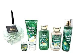 Fawn Over Finds Deluxe 6pc Fragrance Gift Set Includes Shower Loofah and Vanilla Bean Noel Fine Fragrance Mist - Body Lotion - Shower Gel - Body Cream - Pocketbac Gel