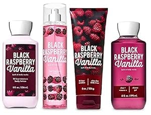 Bath and Body Works BLACK RASPBERRY VANILLA Gift Set - Body Lotion - Body Cream - Fragrance Mist & Shower Gel -Full size