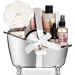 Get ready to soak in some serious relaxation with this Spa Gift Basket for 