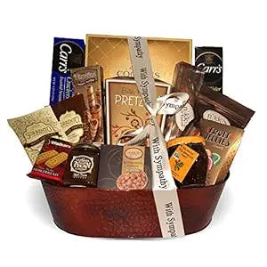 With Sincere Sympathy Condolence Gift Basket, Sympathy Baskets for Loss of a Loved One, Gourmet & Elegantly Arranged Funeral Basket, Dark Copper Bereavement Care Basket by Nikki’s Gift Baskets