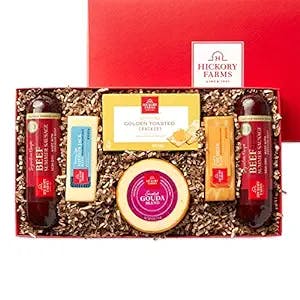 Hickory Farms Beef Summer Sausage & Cheese Medium Gift Box | Gourmet Food Gift Basket, Perfect For Birthday, Congratulations, Sympathy, Food Care Packages, Retirement, Thinking of You, Corporate Gifts