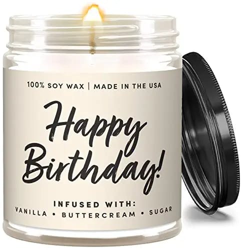Birthday Candles, Happy Birthday Candles Gifts for Women - Vanilla, Buttercream and Sugar – Womens Birthday Gifts for Friend, Birthday Gift for Her, Happy Birthday Gifts for Women – 9oz Soy Candle