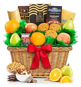 Five Star Premium Fresh Fruit, Cookies & More Gift Basket by GiftTree