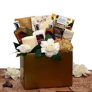 Fast Free 1-3 Day Delivery on Caramel & Vanilla Spa Basket - spa gift baskets for women