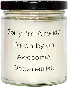 Inappropriate Optometrist Candle, Sorry I'm Already Taken by an Awesome Optometrist, Gag Gifts for Friends, Holiday Gifts, Gift ideas for coworkers, Gifts for work colleagues, Secret Santa gifts for