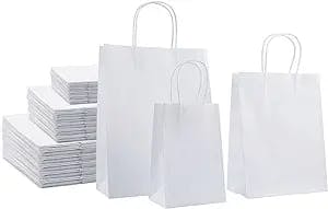 Amazon Basics Kraft Paper Bags (Small, Medium, Large) 25 Pcs Each (75 Total), White