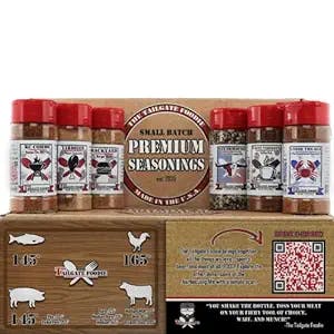 THE TAILGATE FOODIE Rare Pitmaster Gourmet Seasonings | 8 pc Grill Essentials Gift Set | 6 Secret Competition BBQ Spice Blends & Recipes for Ribs, Pork, Brisket, Chicken, Fish, Steak **Great Gift**