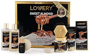 Mothers Day Gifts From Daughter, Gift for Him, 10 Pc Sweet Almond Beauty & Personal Care Set - Home Spa Bath Pampering Package for Relaxing Stress Relief - Spa Self Care Kit - Thank You, Birthday, Mom