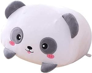 AIXINI 8 inch Cute Panda Plush Stuffed Squishy Animal Cylindrical Body Pillow,Super Soft Cartoon Hugging Toy Gifts for Bedding, Kids Sleeping Kawaii Pillow