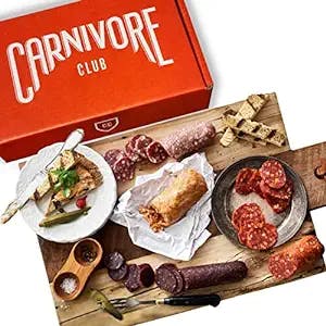 Carnivore Club Gift Box (Gourmet Food Gift) 5 Italian Meats Sampler From Nduja Artisans - Comes in a Premium Gift Box - Food Basket - Great with Crackers Cheese Wine - Ultimate Gift for Meat Lovers