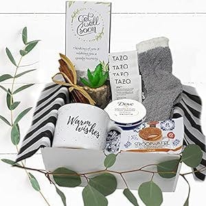 Get well soon gift for women | Care Package gift basket for after surgery recovery, cancer, Injury | feel better encouragement hospital female gift w/snacks & personal care | Friend, Mom, girlfriend