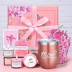 New Mom Gifts for Women After Birth, Mom Est.2023, First Time Expecting Mom Postpartum Relaxing Gifts Spa Basket, Pregnancy Gifts for New Mommy, Mom to Be Gift