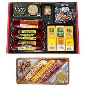 Wisconsin's Best & Wisconsin Cheese Company - Party Gift Basket - 100% Wisconsin Cheddar Cheese, Pepper Cheese, Sausage, Crackers, Pretzels & Mustard. Mother's Day Gift Basket, Food Gift Set, Birthday Gift Idea. Perfect Assortment Sampler Gift Box.