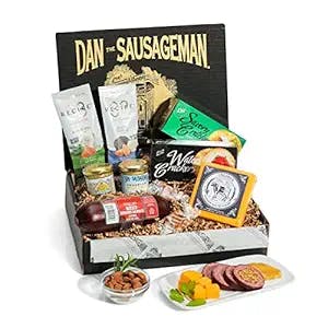 Dan the Sausageman's Yukon Gourmet Gift Basket- Featuring Naturally Smoked Summer Sausages, Fresh Wisconsin Cheeses, and Specialty Sweet Hot Mustard