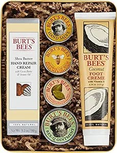 Burt's Bees Mothers Day Gifts for Mom, 5 Body Care Products, Classics Set - Original Beeswax Lip Balm, Cuticle Cream, Hand Salve, Res-Q Ointment, Hand Repair Cream & Foot Cream, in Giftable Tin