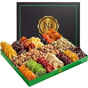 Mothers Day Nuts & Dried Fruit Gift Basket – Selection of 18 Food Tray – Fantastic Food Gift Basket for Birthday, Men, Women, Family, Adults, Christmas, Fathers Day, Mothers Day