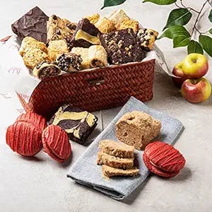 Dulcet Gift Baskets Gourmet Apple Cinnamon Bread Arrangement Red Wicker Gift Basket Great Gift for Back to school-Teacher Meetings-Jewish New Year-Get Well Wishes for Families and Business Gifting.