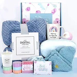 FAYODO Mothers day Gifts for Women Care Package, 15 Pcs Birthday Gifts for Women Basket, Feel Better Gifts for Friend, Sympathy Thinking of You Gifts with Blanket Socks