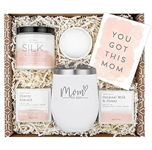 New Mom Gifts for Women - Mom Est. 2023 Spa Gifts Basket for Women w/ 12 oz White Tumbler - Mothers Day Gifts Self Care Kit Relaxing Gifts for New Mom after Birth - Pregnancy Gifts for First Time Moms