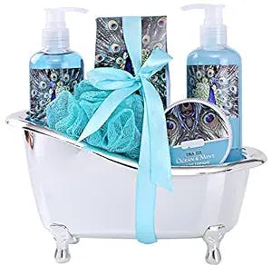 Luxurious Home Bath and Body Spa Gift Basket Gift Set for Women with Refreshing “Ocean Mint” Fragrance -#1 Mother's Day Gift for Her – Relax Luxury Skin Care Set Includes Gels Lotions & More