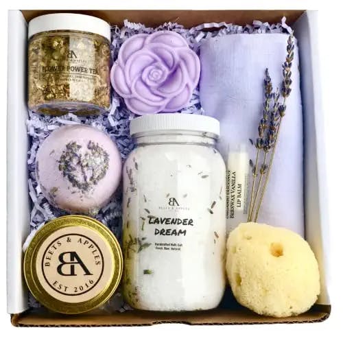 Mother's Day Gift Basket From Daughter, Gifts for Mothers day, Gifts for Mom, Birthday, 8 pcs Spa Kit for Woman I Handmade in USA by Beets & Apples