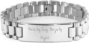 Special Nurse Gifts, Nurse by Day. Ninja by Night, Unique Idea Holiday Ladder Bracelet from Colleagues, Secret Santa, Gift Ideas for Colleagues, Inexpensive Gifts for Colleagues, for