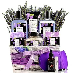 Mothers Day Gifts, Lavender & Lilac Spa Gift Basket For Women & Men - Handmade Soap, Potpourri, Bath Bomb, Jojoba Oil, Organic Lip Balm & More - Stress Relief Set, Bath & Body Self Care Package