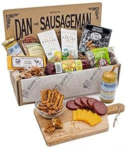 Dan the Sausageman's Kodiak Gift Basket Featuring Beef Summer Sausage, Nut Assortments, Cheese and Mustard. Great for Back to School, Thank You and Appreciation Gifts.