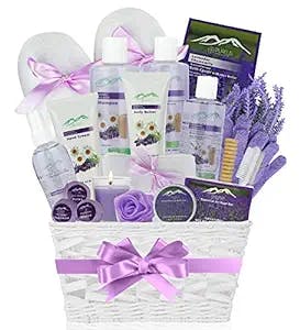 Premium Deluxe Bath & Body Gift Basket. Ultimate Large Spa Basket! #1 Spa Gift Baskets for Women (Lavender Chamomile)