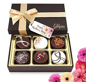 Mothers Day Cookies Gift Basket - Perfect Mothers Day Gifts for Mom, Delicious Chocolate Gift Basket Great for Birthday Treats for Women and Men - Fancy Chocolate Covered Cookies for Gifting, 6 Count