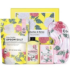 Mothers Day Gifts Spa Gifts for Women Bath Set Rose Scent Bath Bakest Gift Box with Epsom Salt, Bubble bath, Dried Flower, Eye Mask, Bath Salts Gift Set for Women, Spa Set Self Care Gifts for Women