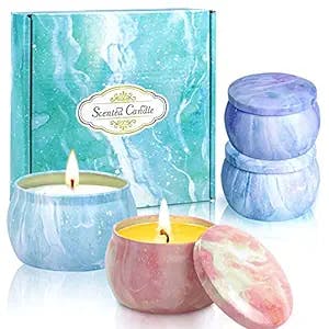 Mother's Day Gifts,Scented Soy Aromatherapy Candles Gifts for Women, 17.6 oz 4 Pack 120 Hours Burn, Essential Oils Candles, Premium Body Relax & Stress Relief Candles,Lavender Jasmine Vanilla Lemon