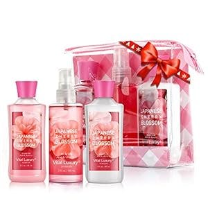 Vital Luxury Bath & Body Care Travel Set - Home Spa Set with Body Lotion, Shower Gel and Fragrance Mist (Japanese Cherry Blossom)