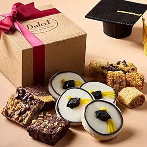 Dulcet Gift Baskets Graduation Deluxe Kraft Box, Filled with Chocolate Brownies Baked Goods. Ideal for Men & Women. Unique Gift Idea for College Students Kids,