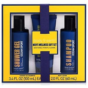 Bath Spa Gift Set for Men - Mens Bath Set and Body Wash Set with Fresh Ocean Scent Shower Gel, Body Lotion, Shampoo, Mens Shower Gift Set, Valentine's and Father's Day Gifts