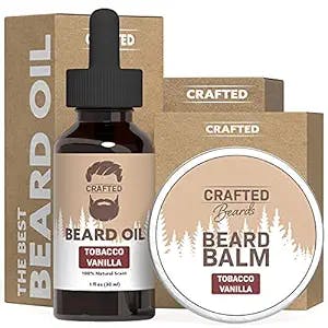 Deluxe Beard Oil and Beard Balm - For a Softer, Smoother, Moisturized Beard - Made with All-Natural and Organic Ingredients - Leave in Conditioner - Beard Care Kit for Men - Tobacco Vanilla Scent