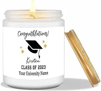 College Graduation Gifts Custom Funny Scented Candles with Name Congratulations Colleage Graduate Congratulation Candle Gift for Women Friends